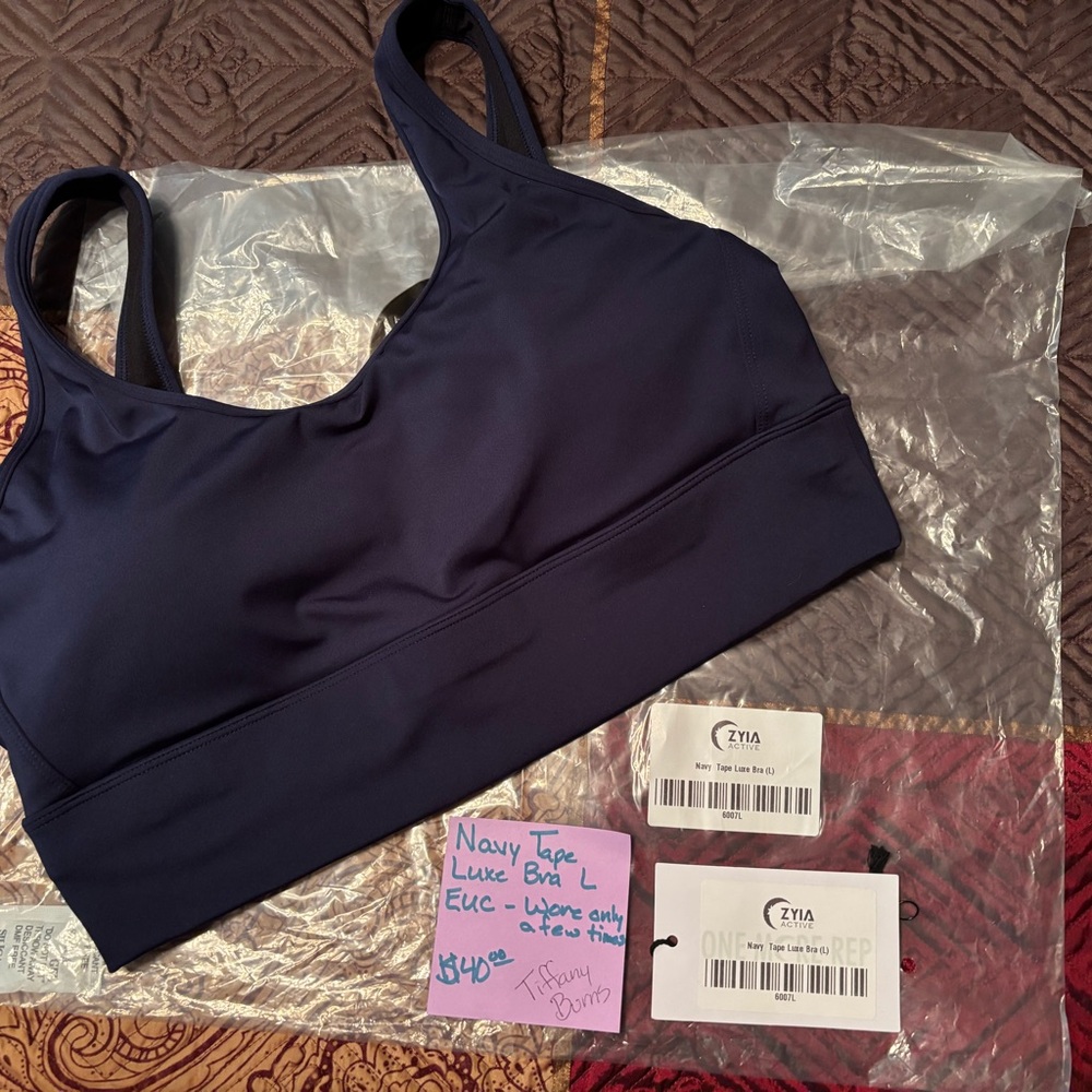 Zyia Navy Tape Luxe Sports Bra